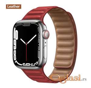 Kozna crvena narukvica sa magnetnim kopcanjem Apple watch 38/40/41 42/44/45